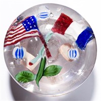 ANTIQUE PATRIOTIC LAMPWORK PAPERWEIGHT, with an