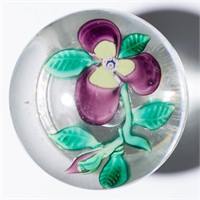 ANTIQUE AMERICAN PANSY LAMPWORK PAPERWEIGHT,