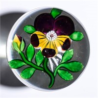 ANTIQUE BACCARAT PANSY LAMPWORK PAPERWEIGHT,