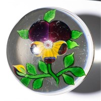 ANTIQUE BACCARAT PANSY LAMPWORK PAPERWEIGHT,