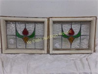 Matching Three Color Stained Glass Windows