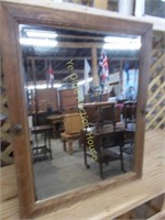 Oak Framed Beveled Wall Mirror