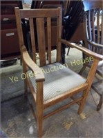 Oak Armchair with Upholstery Fabric