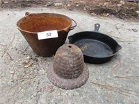 Cast iron pot, skillet, bell