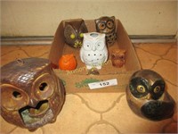 BL-6 ceramic owls, 2 owl candles