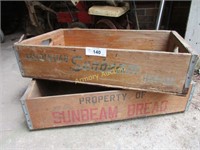 2 Sunbeam wooden bread crates
