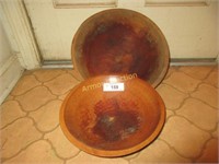 2 wooden bowls