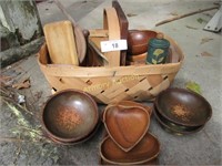 BL-wooden bowls with brass base, wooden tray