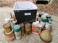Box of paint and supplies