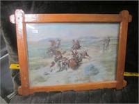 Western Theme Art In Wood Frame