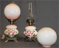 Pair Pink Hand Painted Gone With The Wind Lamps