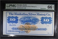 1870's $10 MANHATTAN SILVER MINING CO.