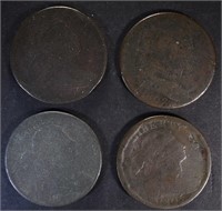4-LOW GRADE DRAPED BUST LARGE CENTS: