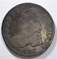 1826 CAPPED BUST HALF DOLLAR, VG/F ORIGINAL