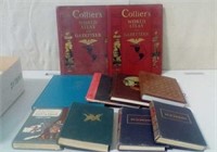 Lot of old books - Colliers World Atlas