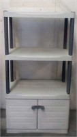 Storage shelf with lower cupboard