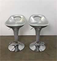 Contemporary Silver Tone Bar Stools