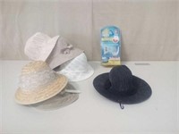 Lot of 6 hats and Hercules wall hangers