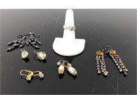 Costume jewelry- ring, earrings