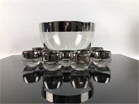 Mid Century punch bowl with 11 cups