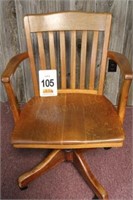 Wooden Oak Desk Chair (Wheels not Original)