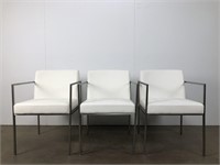 Set of 3 white modern office chairs