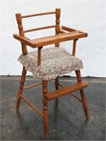 Wooden Doll High Chair with Tray & Padded Seat
