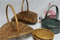 (5) Woven Handled Baskets- 17" x 15" to 9" x 6"