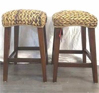 (2) Woven Top Kitchen Stools