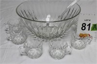 Anchor Hocking Punch Bowl, (8) Cups, Ladle