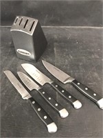 4 piece Cuisinart knife set with block good