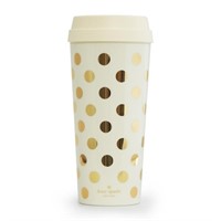 Kate Spade Travel Mug 16oz - Gold Polka Dots
