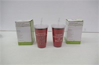 (2) 16oz Double-Lined Travel Mug With Straw