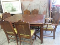 Wood Dining Table w/ 6 Chairs - Needs Work
