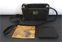 Black Leather Fossil Purse, Moose Coin Pouch