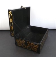 Nice Black Jewelry Box w/ Gold Flowers