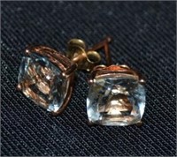 14k Gold Earrings With Large Aquamarine Stones