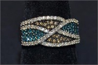 10K White Gold Blue & Chocolate Diamond Ladys Ring