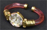 Venitiae Pink Murano Glass Quartz Lady's Watch