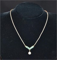 14k White Gold Necklace w/ Diamonds, Tanzanite