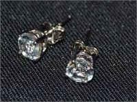 14k White Gold Earrings With Aquamarine Stones