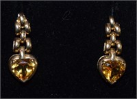 14k Gold Earrings With Citrine Stones
