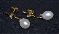 14k Gold Earrings With Fresh Water Pearls