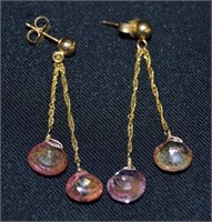 14k Gold Earrings With Amethyst Stones