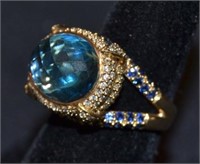 14K Gold Saphire & Topaz Lady's Ring