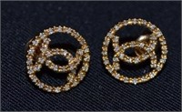 14k Gold Earrings With Diamonds in Chanel Logo