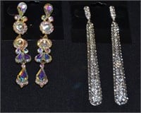 2 Pair Fashion Rhinestone Earrings