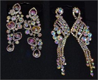 2 Pair Fashion Opalescent Rhinestone Earrings