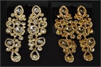 2 Pair Fashion Rhinestone Earrings