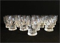 16 short clear juice drink glasses. Classic!